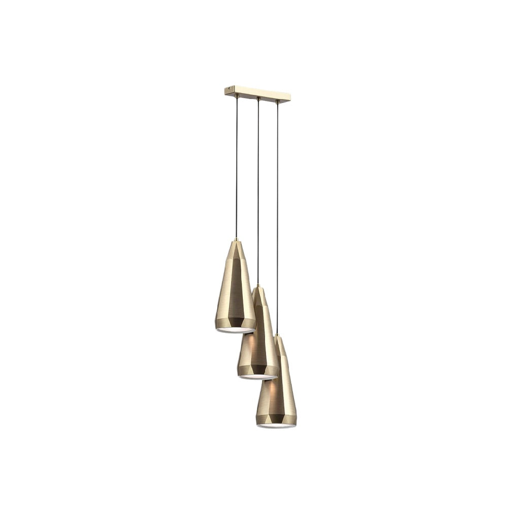 "Moderne Hanglamp met Drie Gelaagde Conussen in Goudkleur"