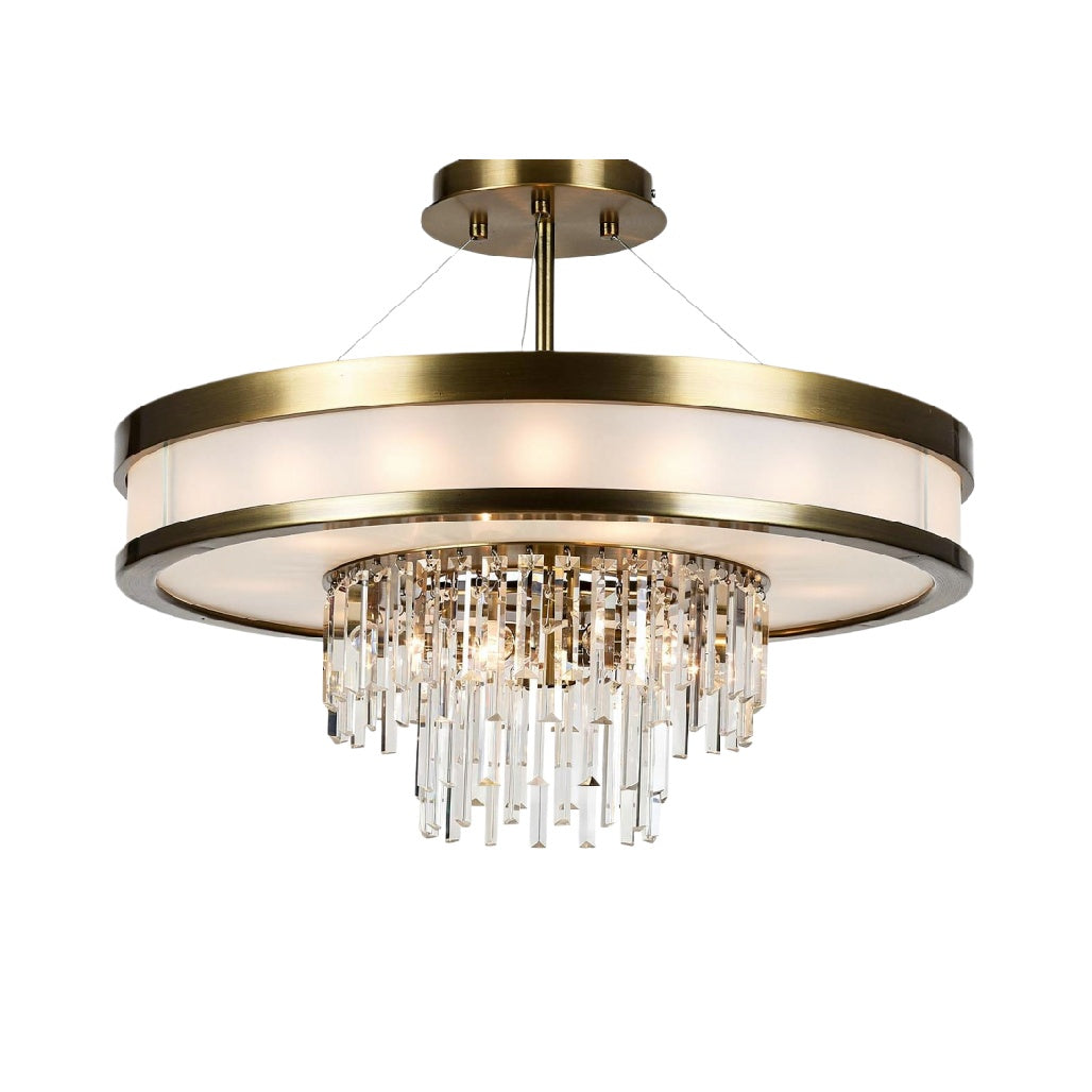 **Moderne Hanglamp met Kristallen Hoofdgedeelte en Vergulding**