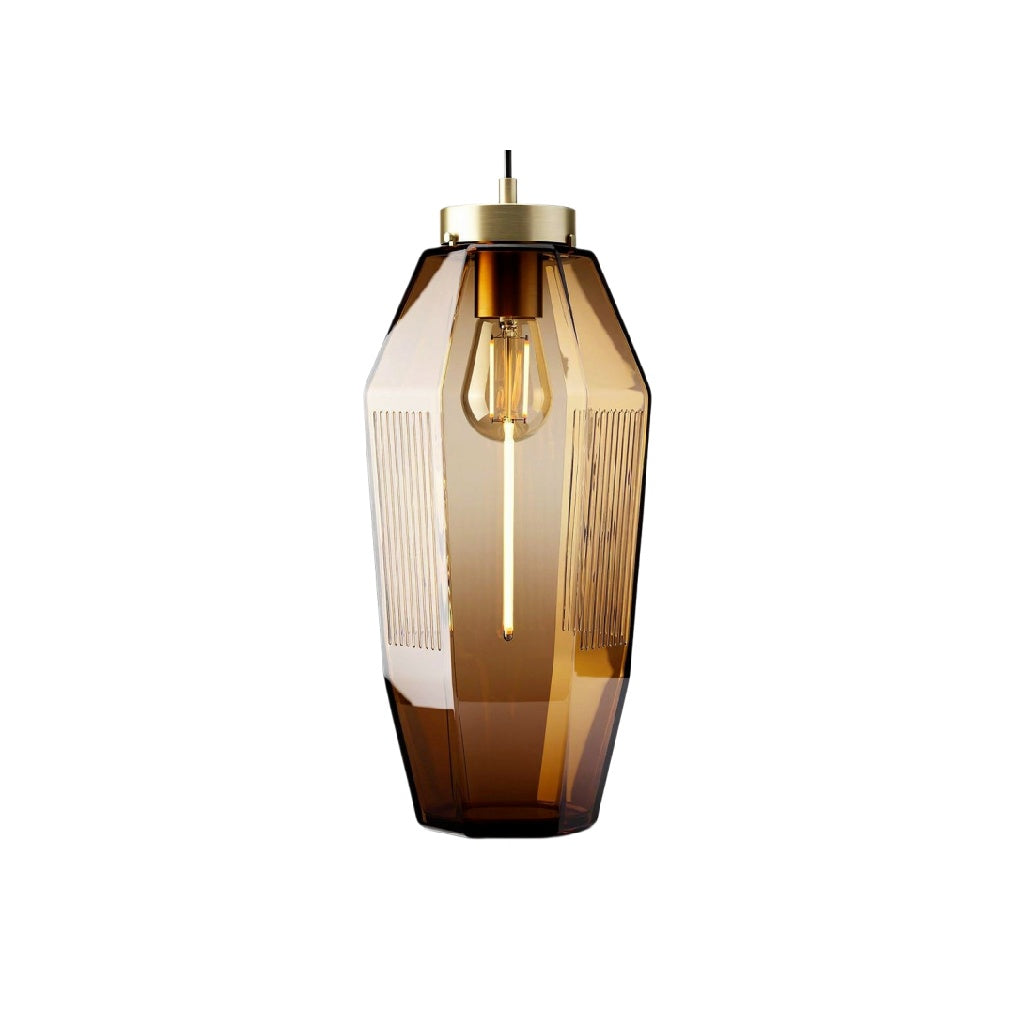 Technische Titel: "Moderne Hanglamp van Facetglas met E27 Fitting in Bruin"