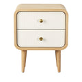 Moderne nachtkast met twee lades en houtlook afwerking