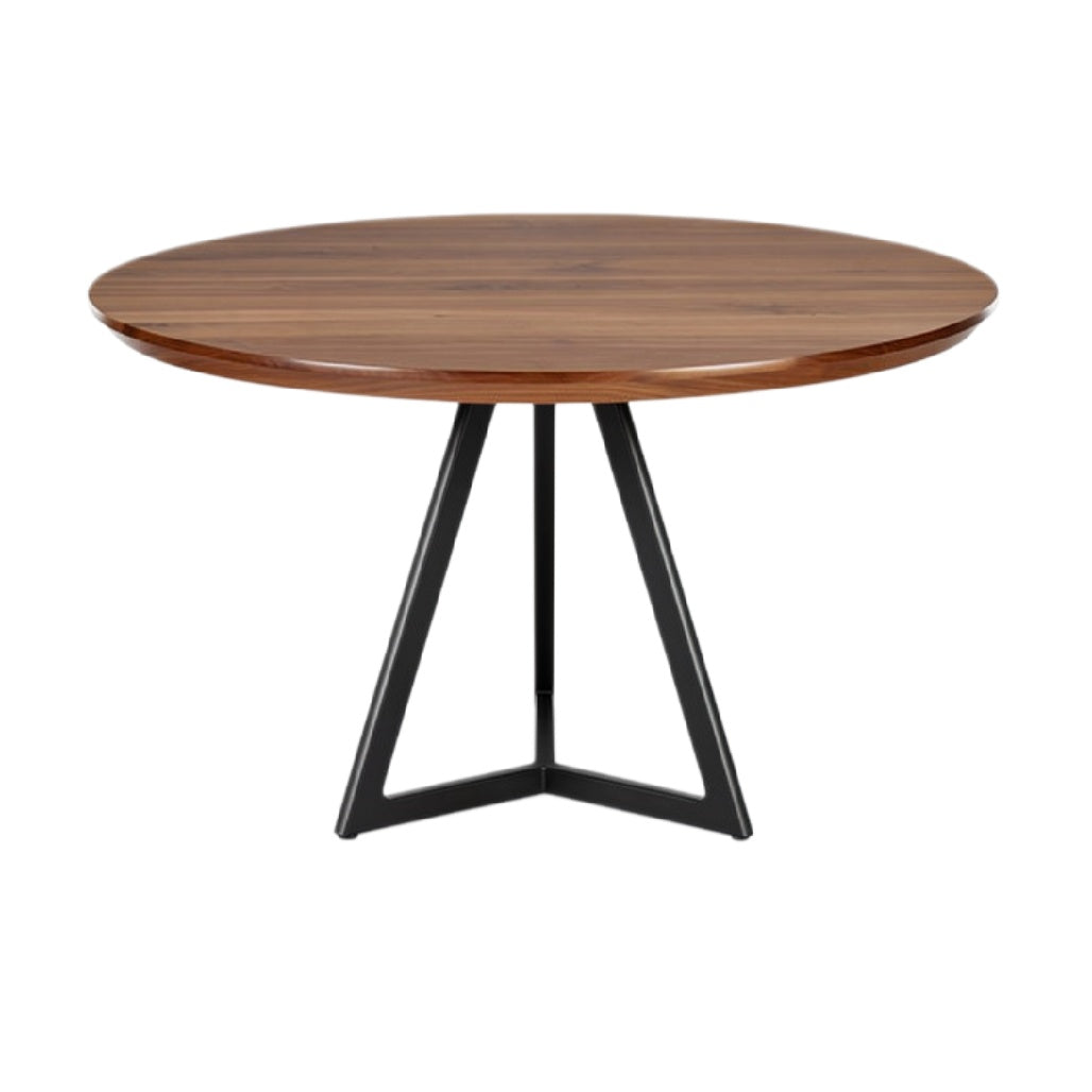 Ronde Houten Eettafel met Stalen Onderstel